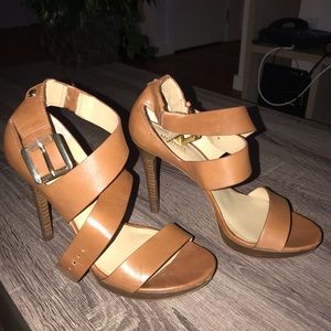 Brown thick strap Michael Kors heels